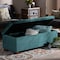 Baxton Studio Roanoke Teal Blue Velvet Upholstered Grid-Tufted Storage Ottoman Bench 160-9930 - alternate 6